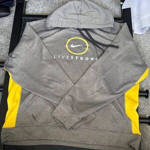 Nike Gray and Yellow LIVESTRONG Hoodie